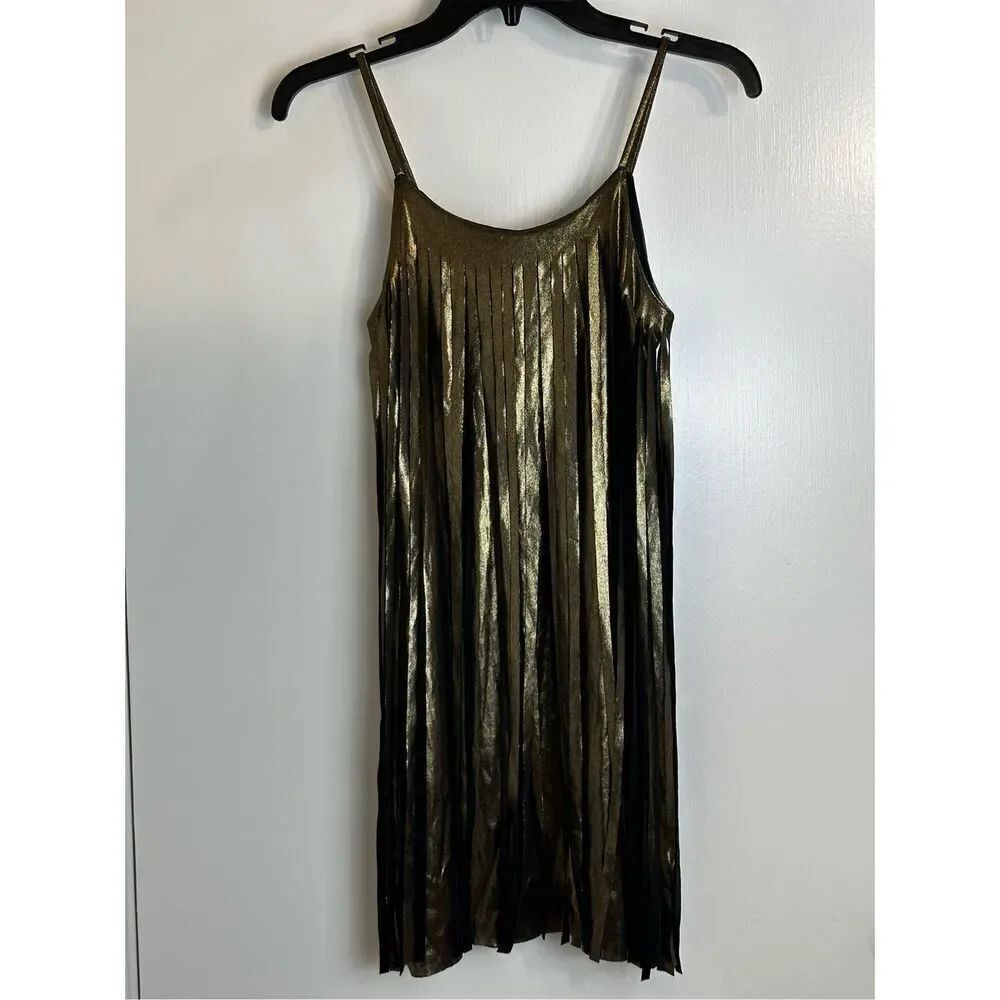 Les tout petits girls size 14 gold and black fringe dress